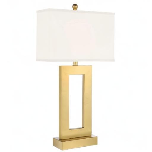 Gold Open Rectangle, Modern Luxe Glam, End Table Lamps Set of 2