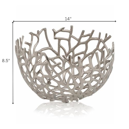 Silver Round Modern Bowl Accent Centerpiece