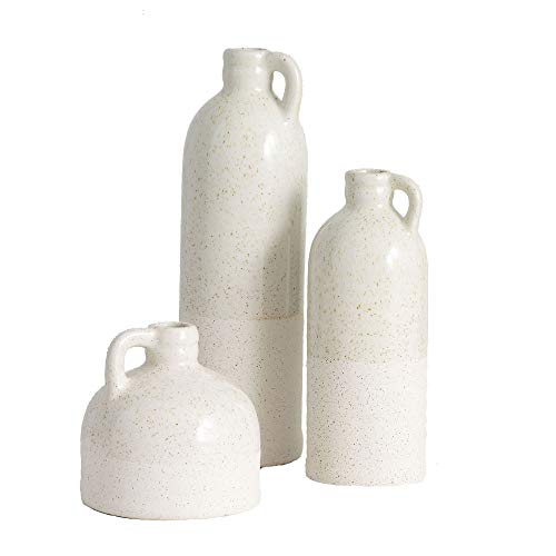 White Two-Toned Ceramic Jug, Vase Set
