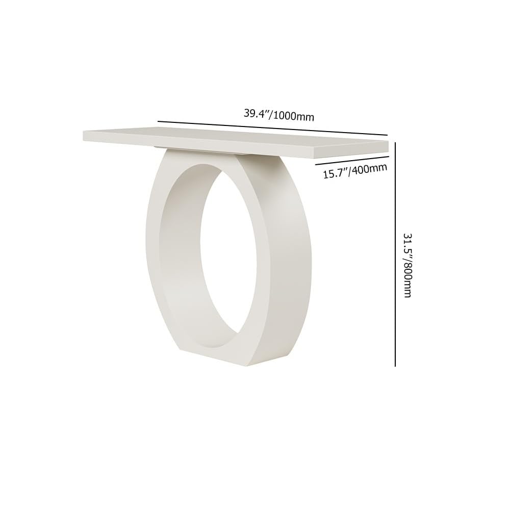 White Console Table, 39.4" Entryway, Circle Base Design