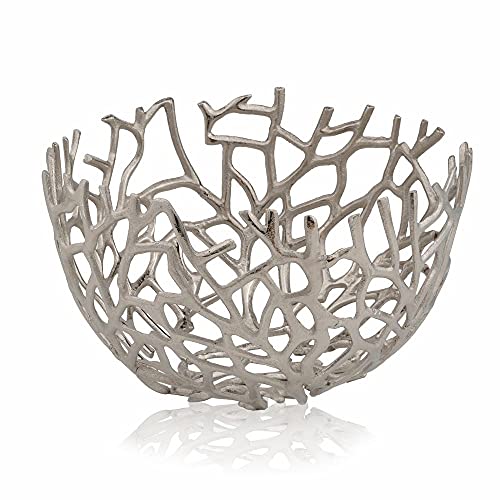 Silver Round Modern Bowl Accent Centerpiece