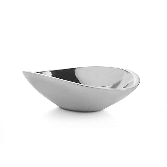 Silver Bowl Modern Accent, Sculptural Alloy