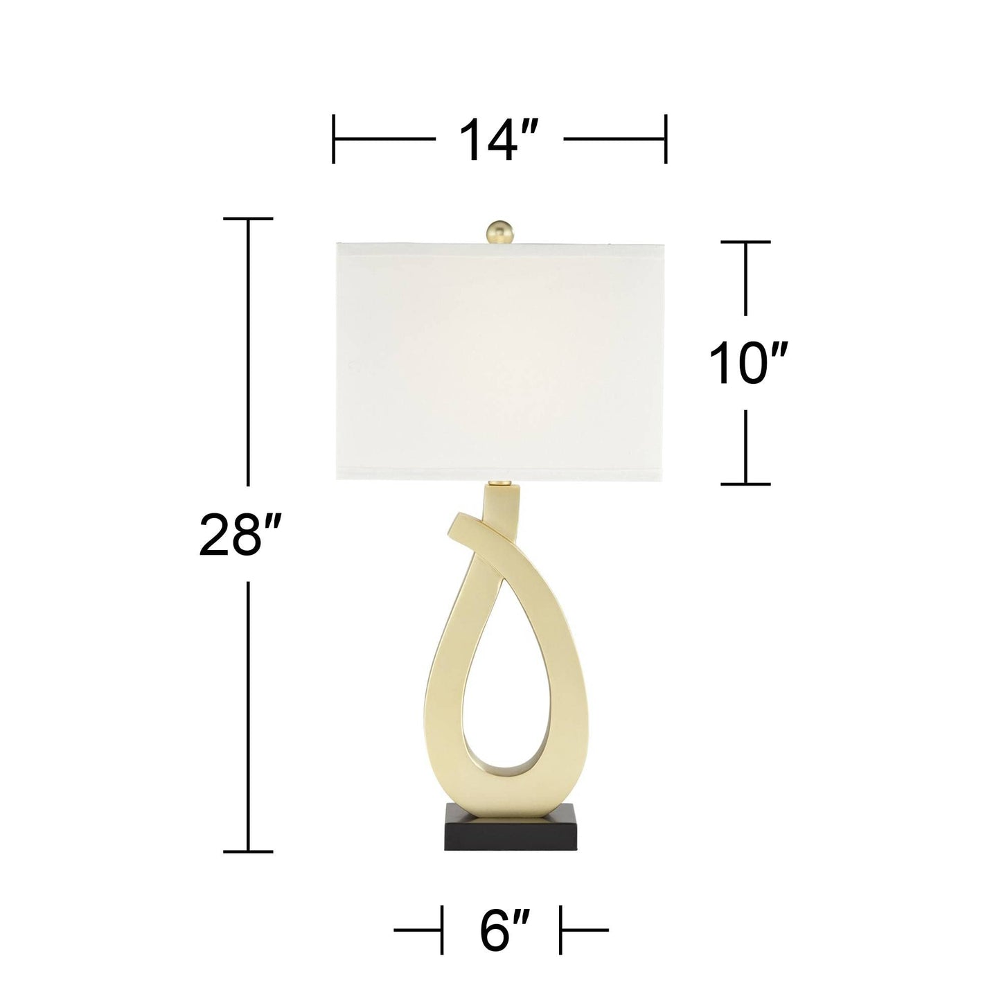 Gold Sculptural Modern Table Lamps 28" Tall Set of 2 with USB Charging Port