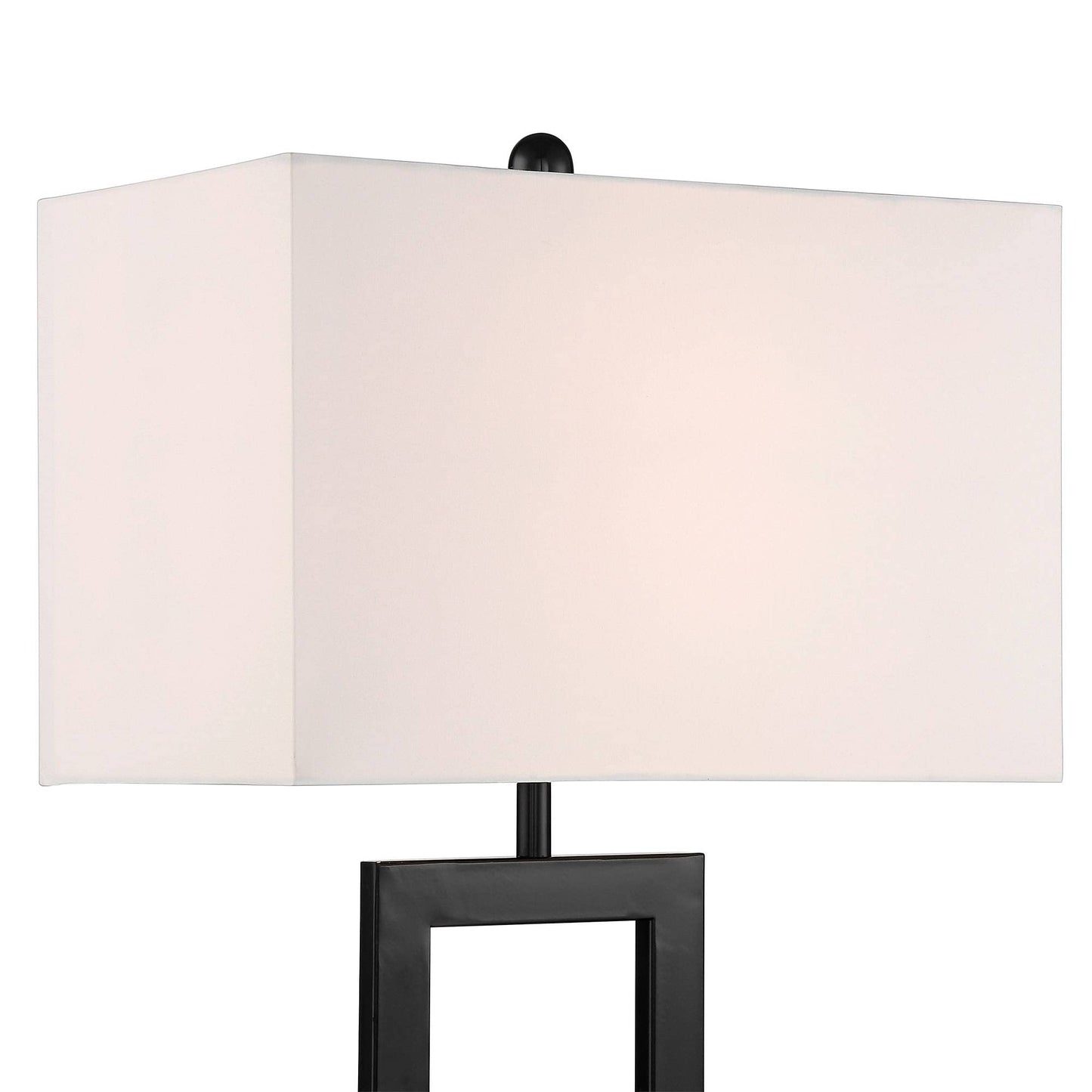 Black Table Lamps Set of 2 USB Port, 30" Tall Modern Rectangular