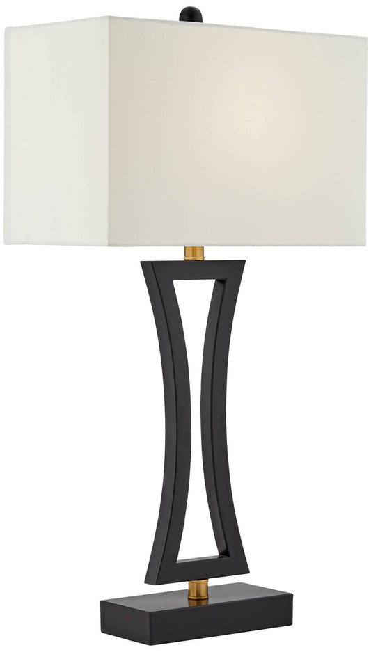 Black Modern Table Lamps 31" Tall Set of 2 with USB Charging Port