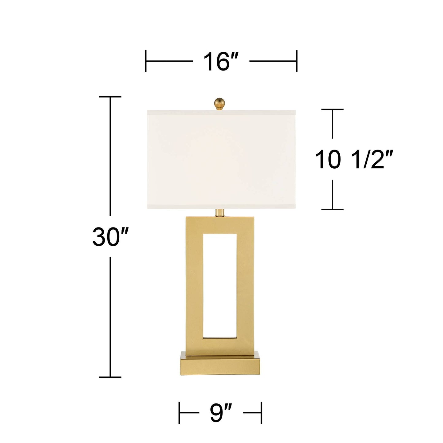Gold Open Rectangle, Modern Luxe Glam, End Table Lamps Set of 2