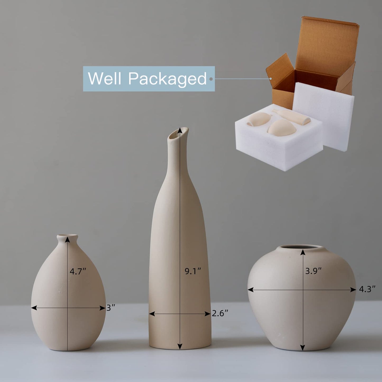 Ivory Ceramic Vase Accent Set
