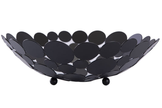 Black Decor Metal Fruit Bowl, Modern Accent