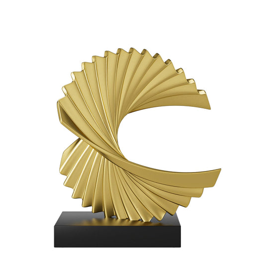 Gold Modern Abstract, Ocean Wave Statue, Sculpture
