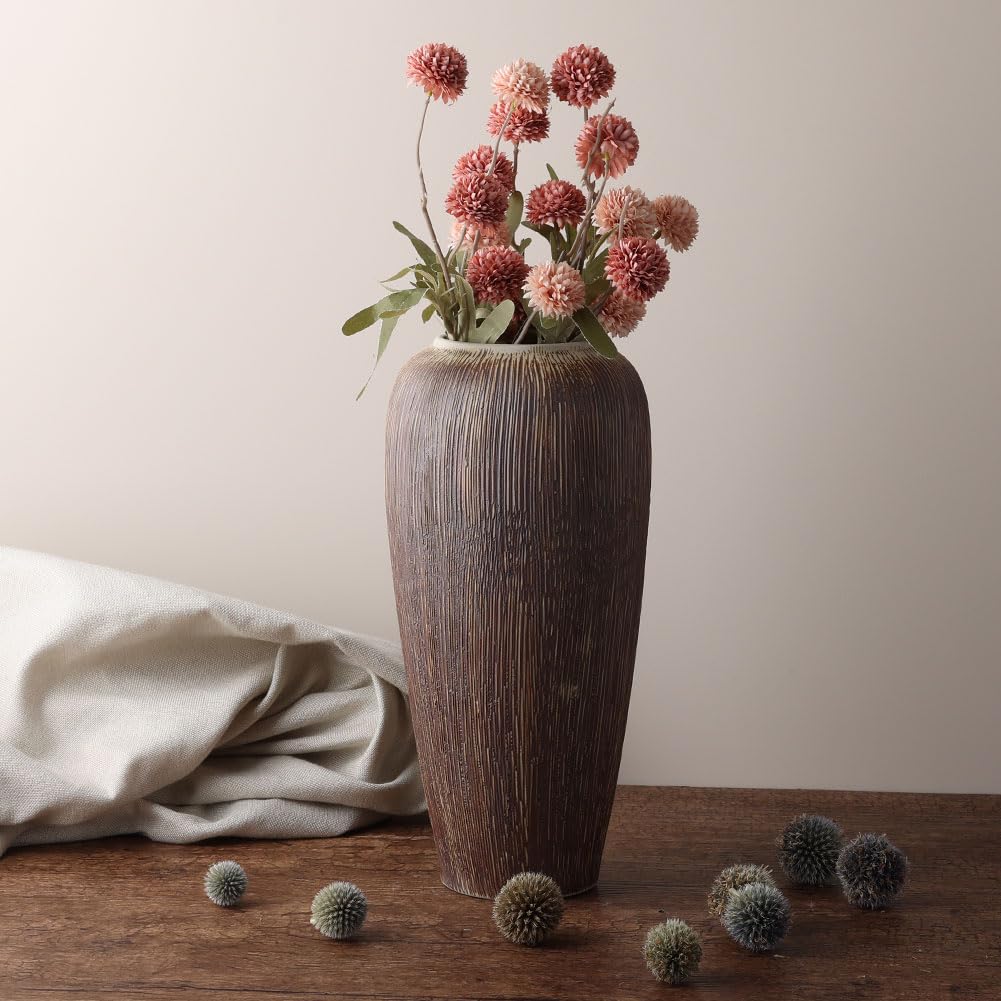 Brown Vase for Home Decor, Rustic Ceramic