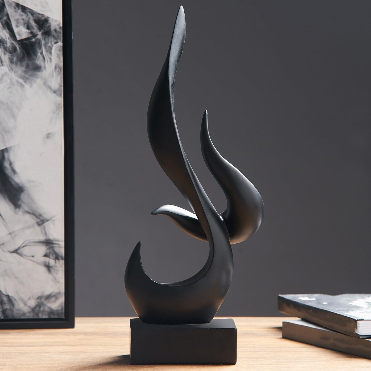 Black Abstract Sculpture, Art Statue Modern Home Decor