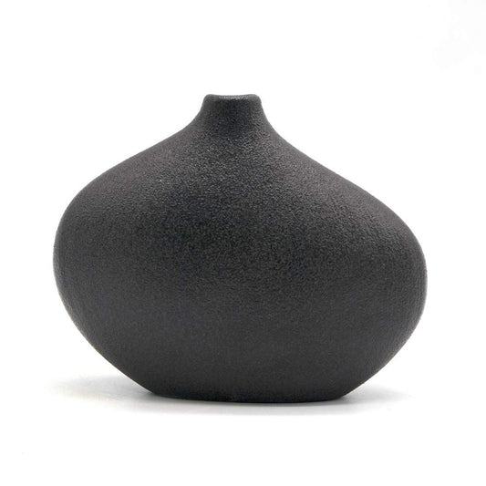 Black Ceramic Round Vase for Tabletop Decor