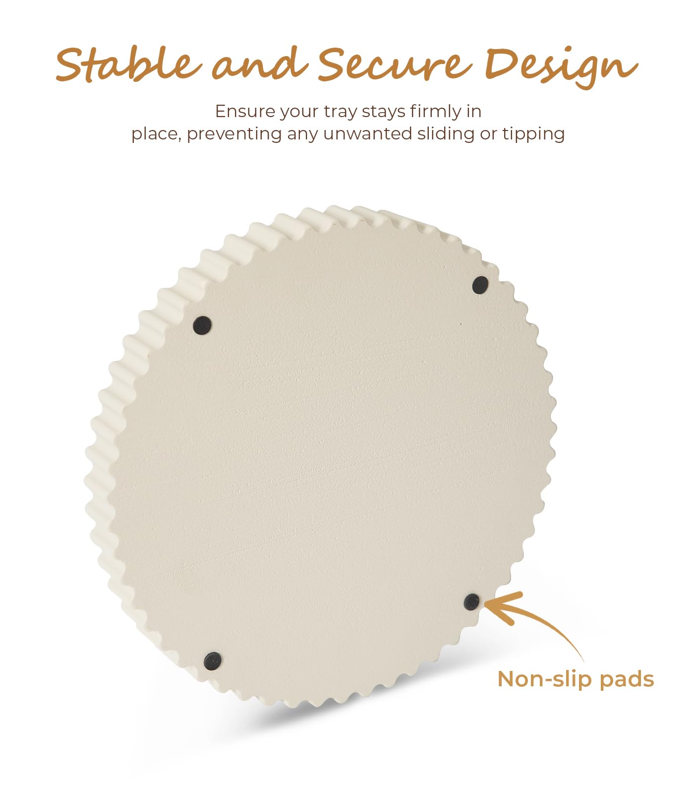 Beige Round Coffee Table Tray