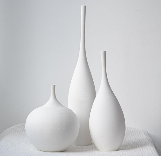 White Ceramic Vase Modern Boho