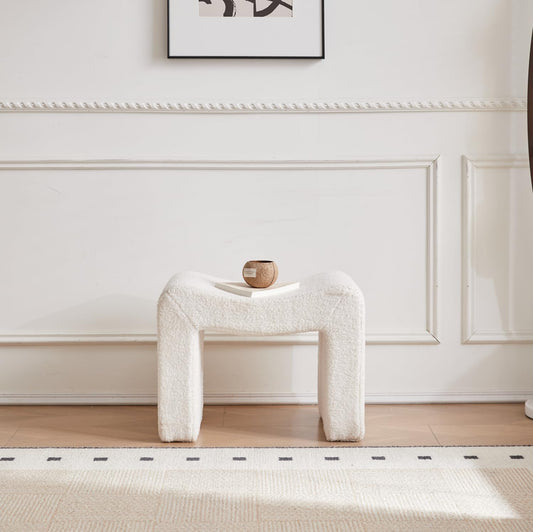 White Modern Bench, Ottoman Seat