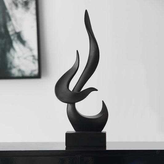 Black Abstract Sculpture, Art Statue Modern Home Decor