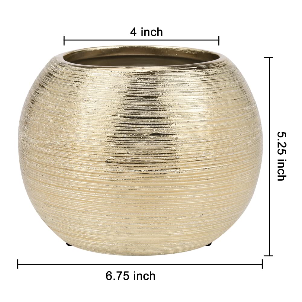 Gold Round Flower Pot Vase