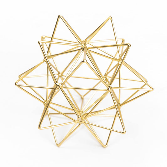 Gold Sphere Ball Decor Sculpture, Metal Geometric