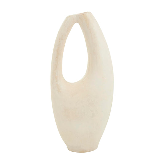 Beige Decorative Vase, Abstract Curved Centerpiece