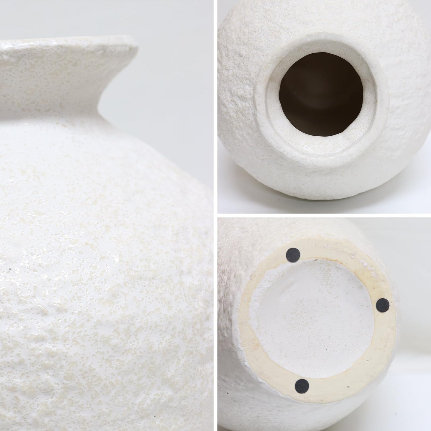 White Rustic Ceramic Modern Vase, Antique Terra Cotta
