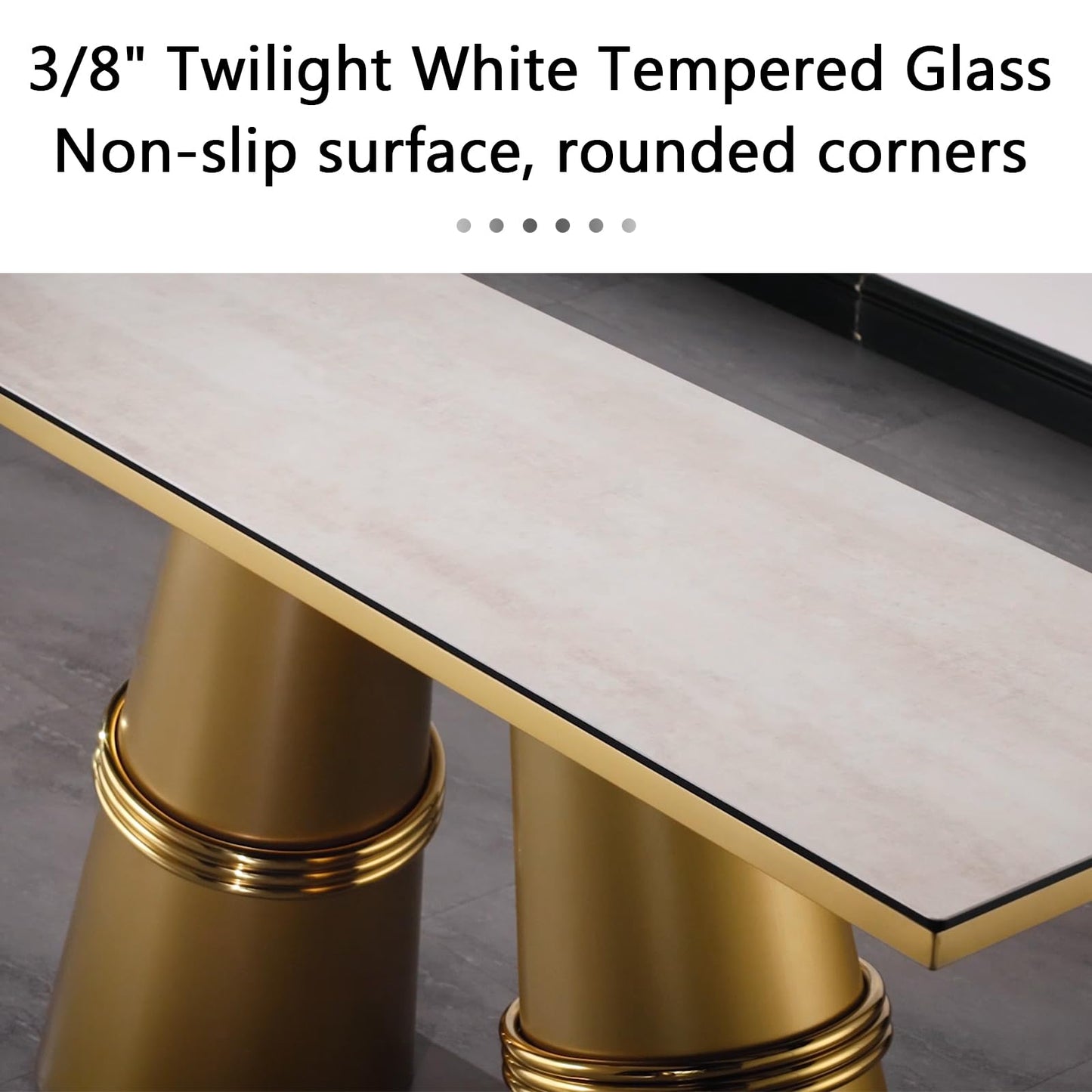 Gold Console Table, Tapered Barrel Base for Entryway