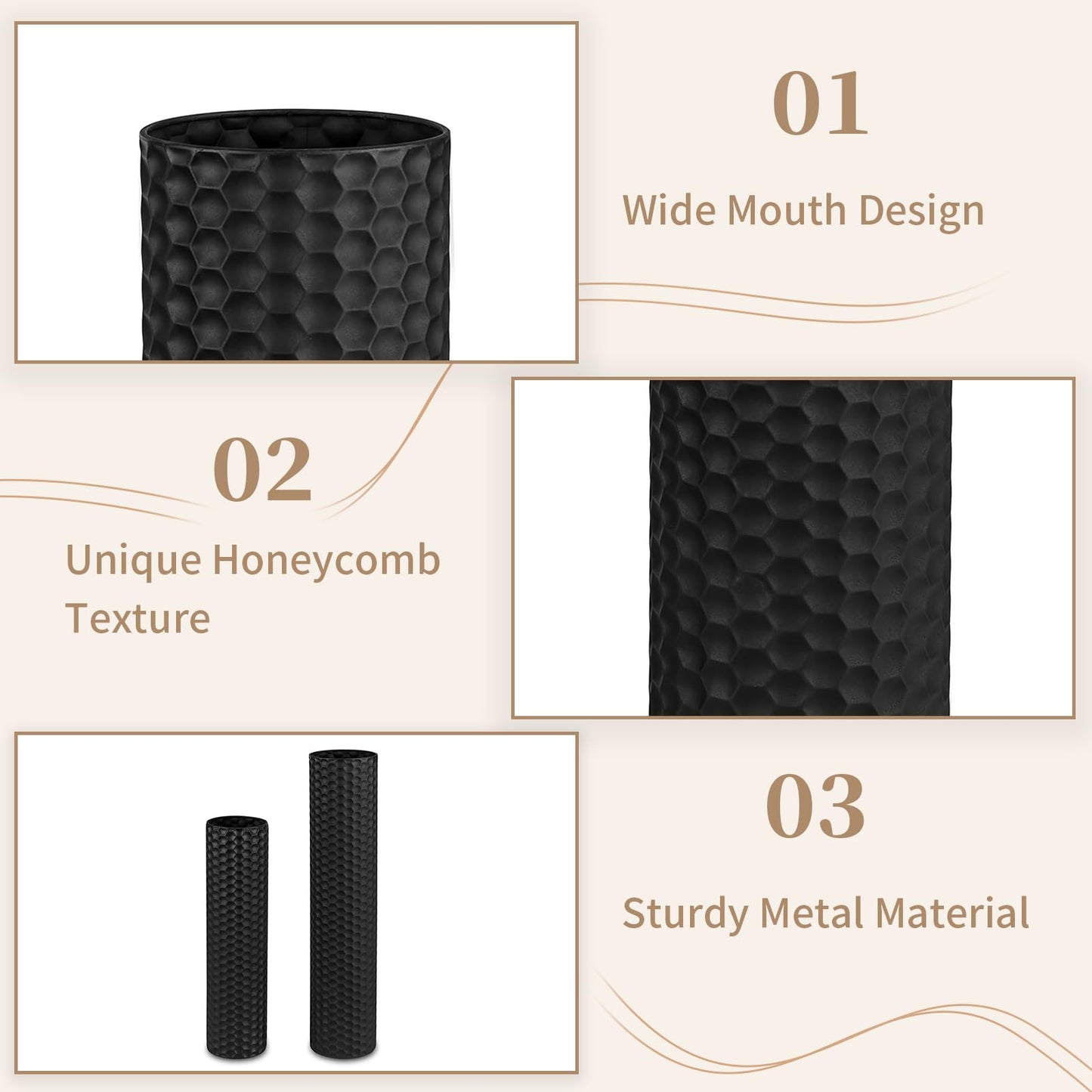 Black Tall Floor Decorative Vase Set