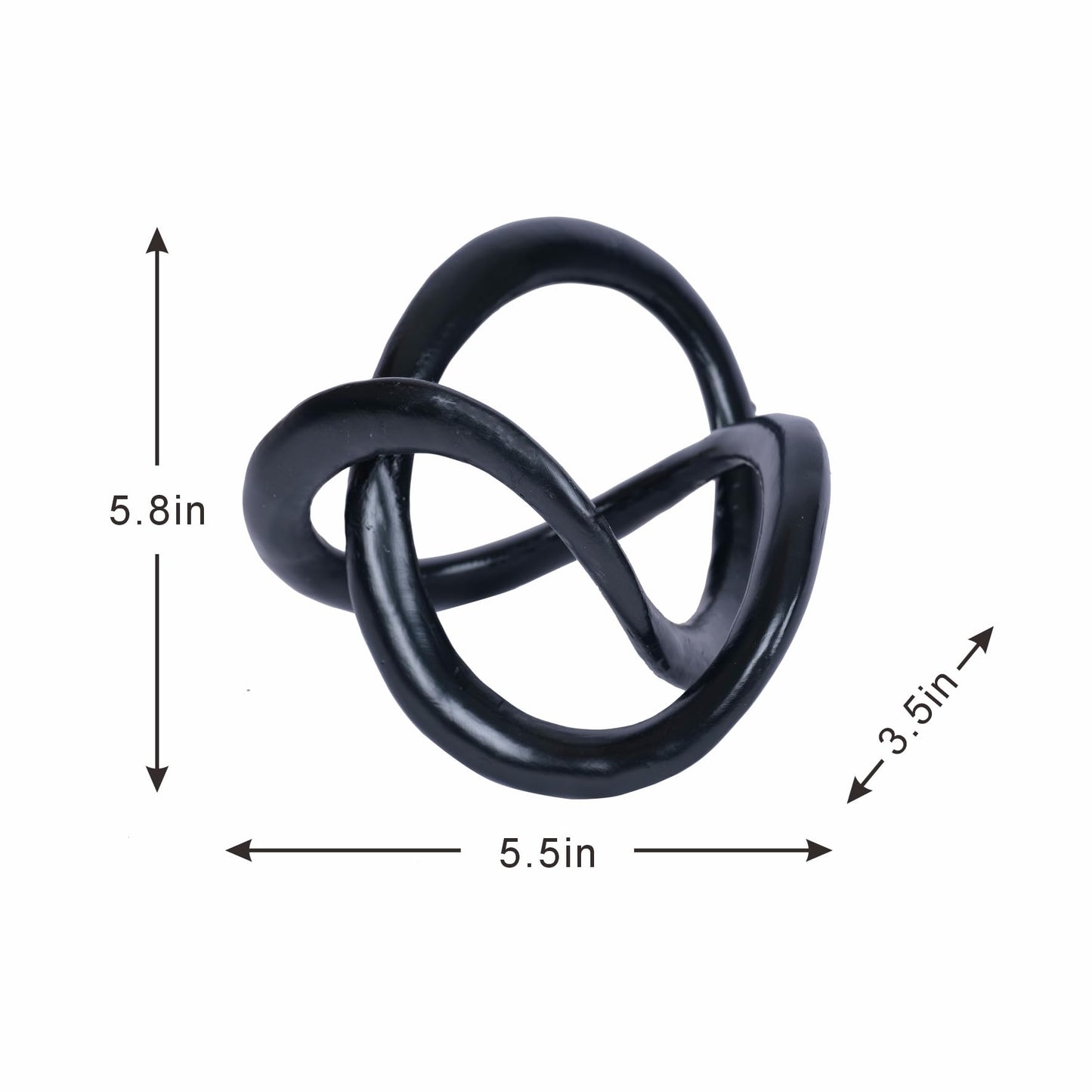 Black Knot Sculpture Ball, Geometric Round