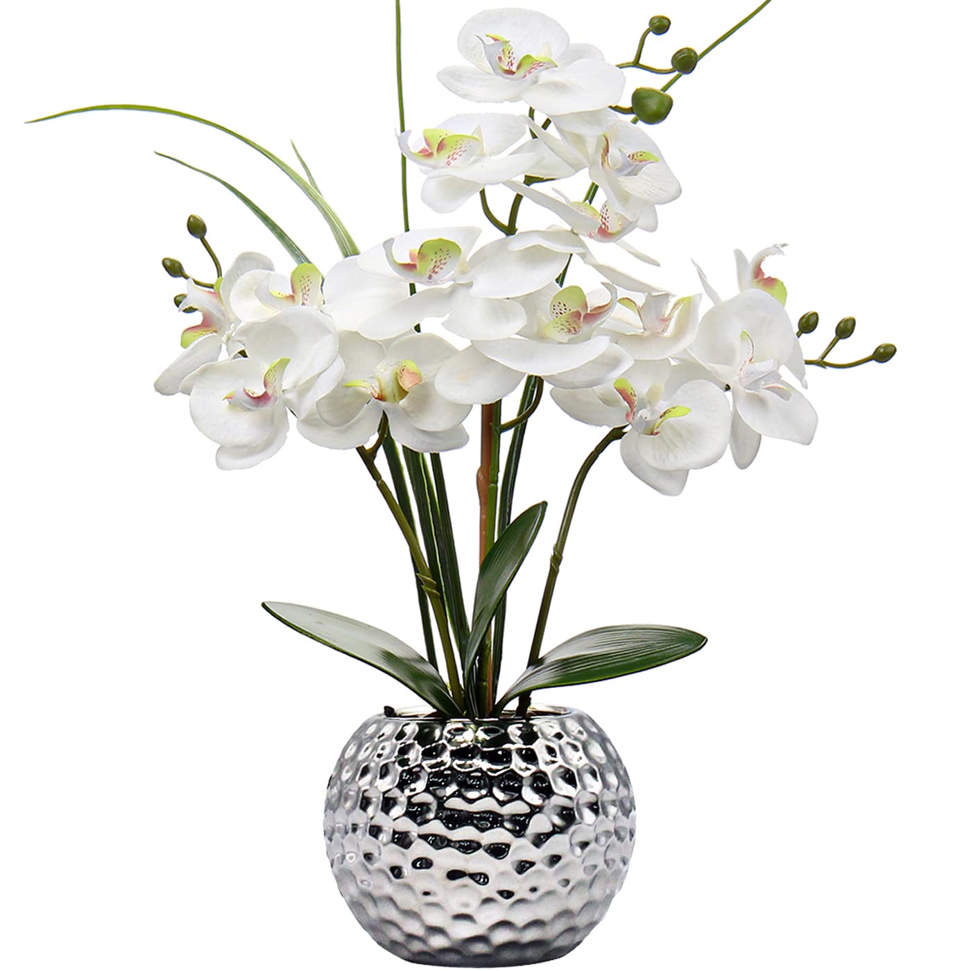White Artificial Faux Orchid Flower Arrangement