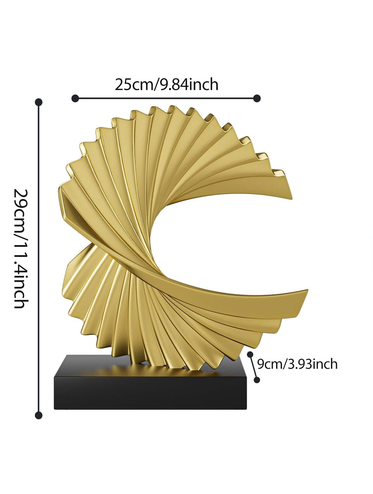 Gold Modern Abstract, Ocean Wave Statue, Sculpture