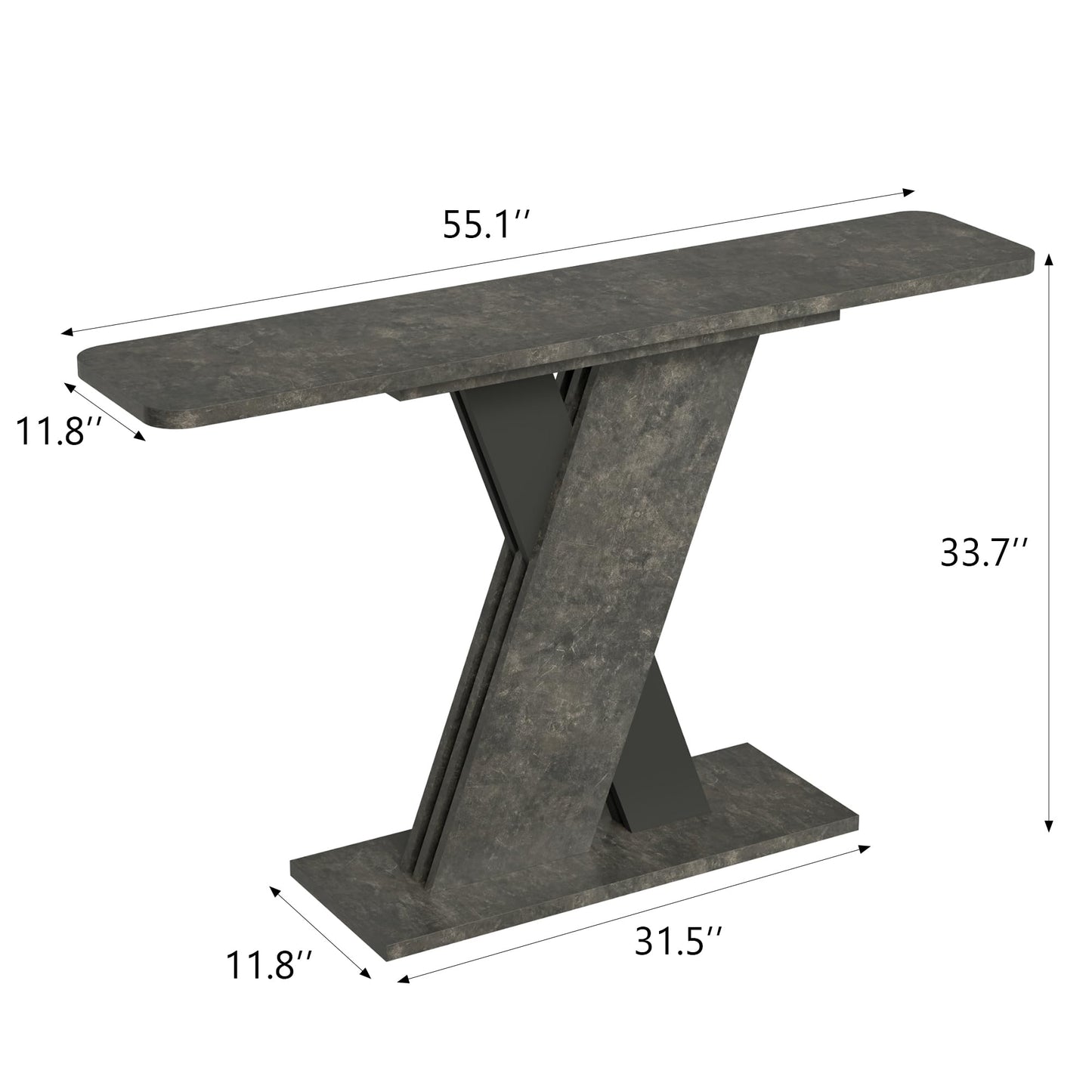 Black Entryway Console Table with Unique X Design Base