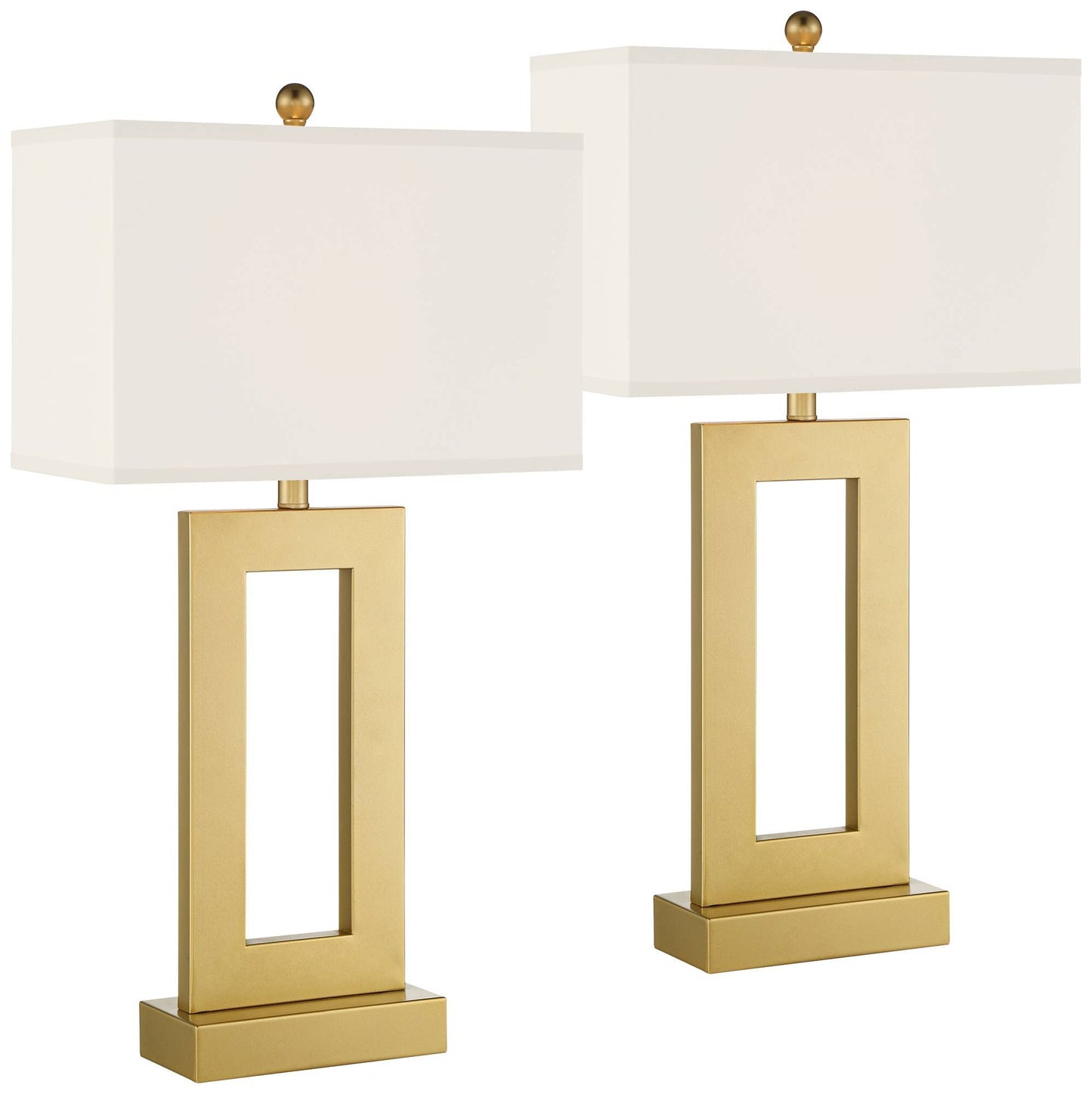 Gold Open Rectangle, Modern Luxe Glam, End Table Lamps Set of 2