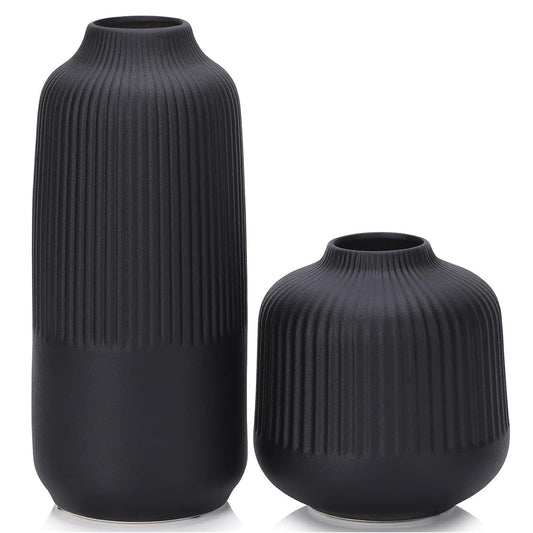 Black Ceramic Flower Vase Set, Large