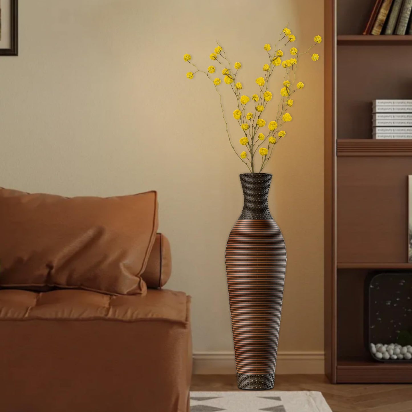 Dark Brown Tall Floor Vase
