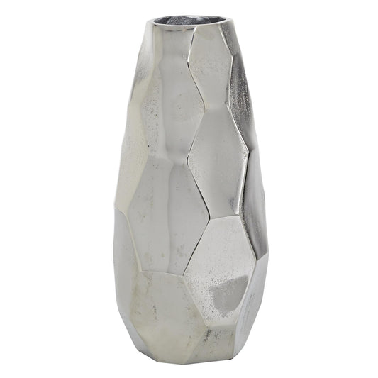 Silver Decorative Geometric Centerpiece Vase