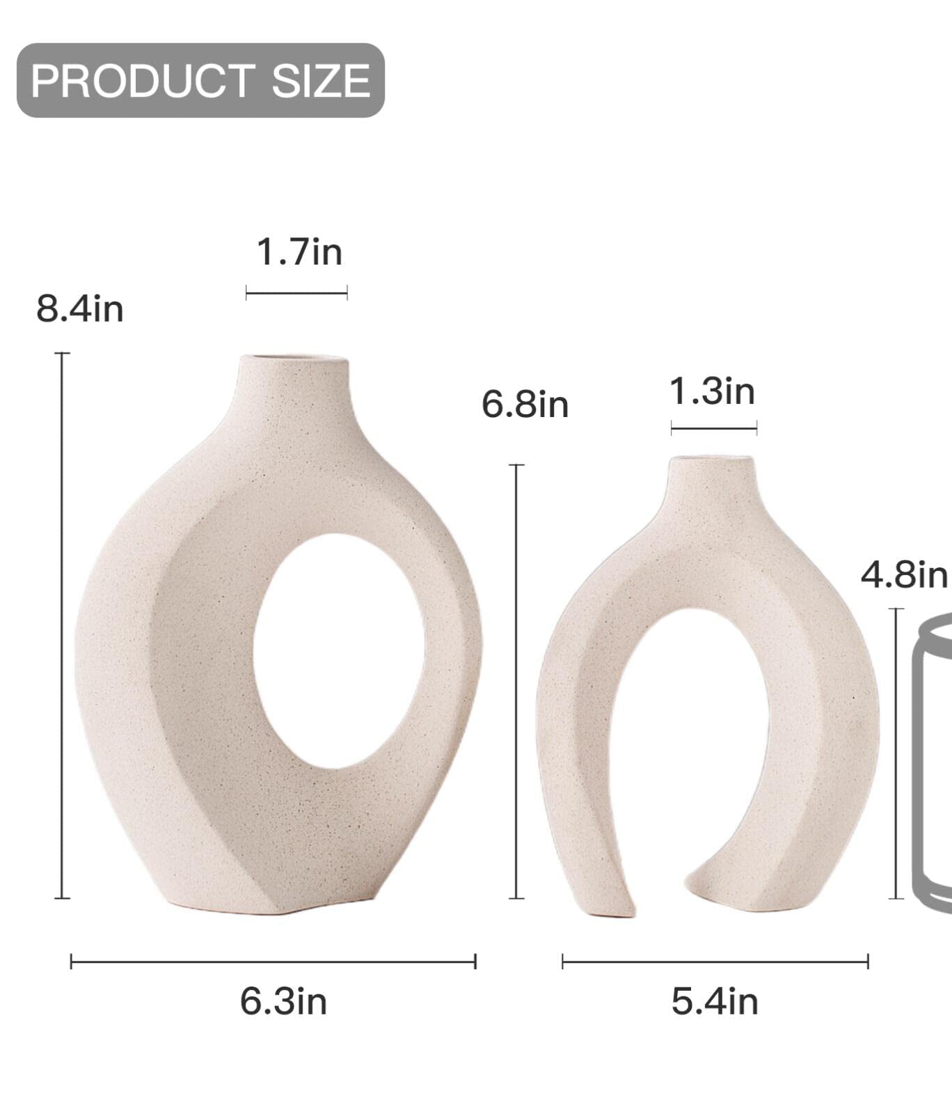 Cream White Hollow Modern Ceramic Vase Set