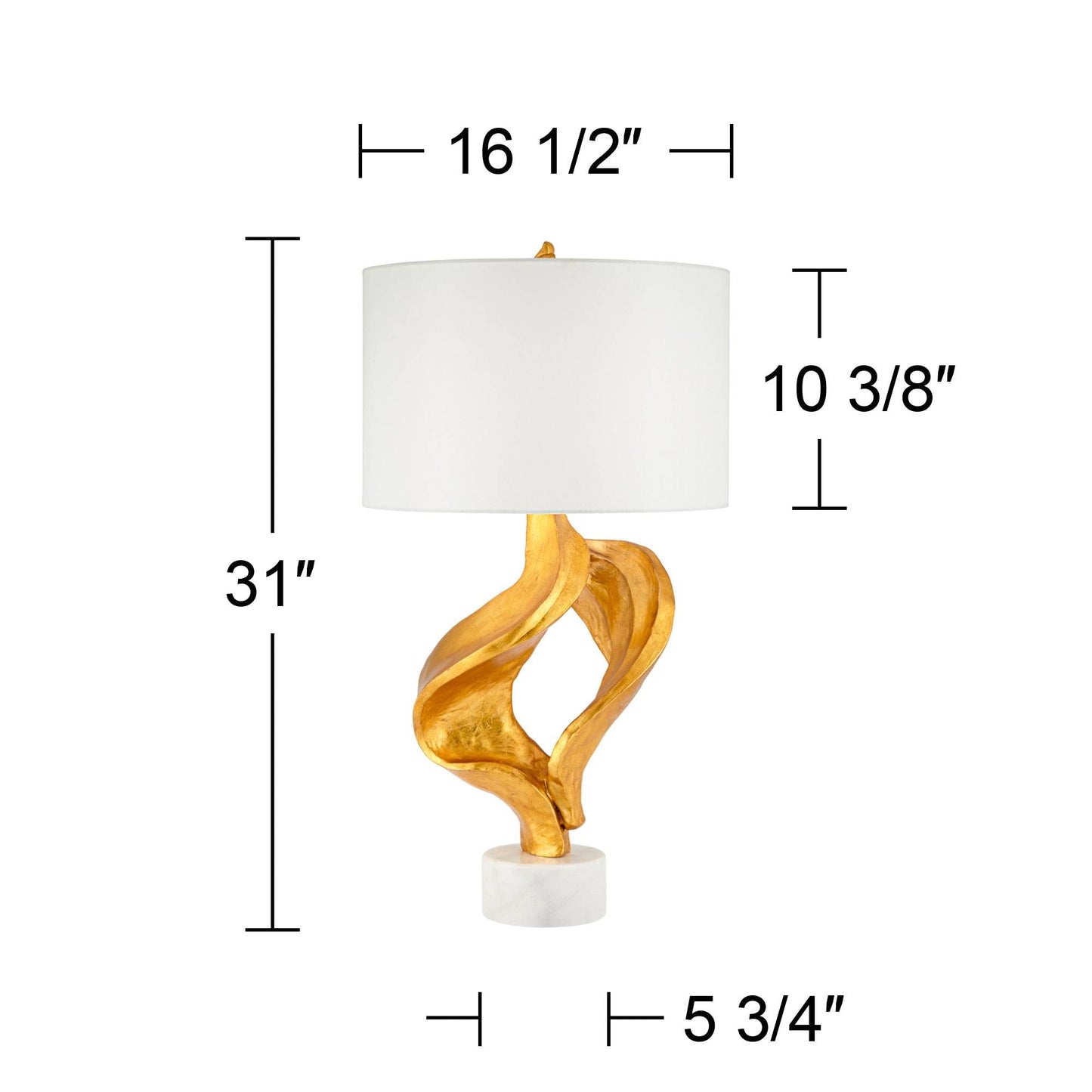 Gold Table Lamp 31" Tall, Sculptural Modern Luxury