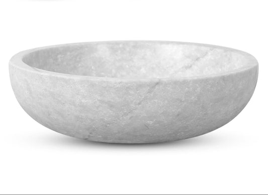 Modern Decorative Marble Bowl White and Gray