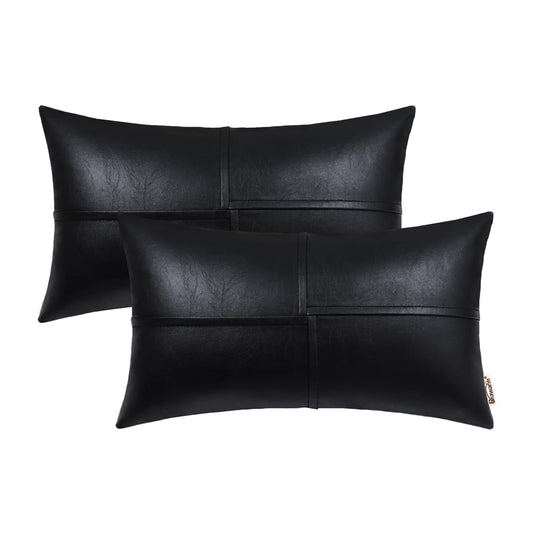 Black Faux Leather Throw Pillow Covers