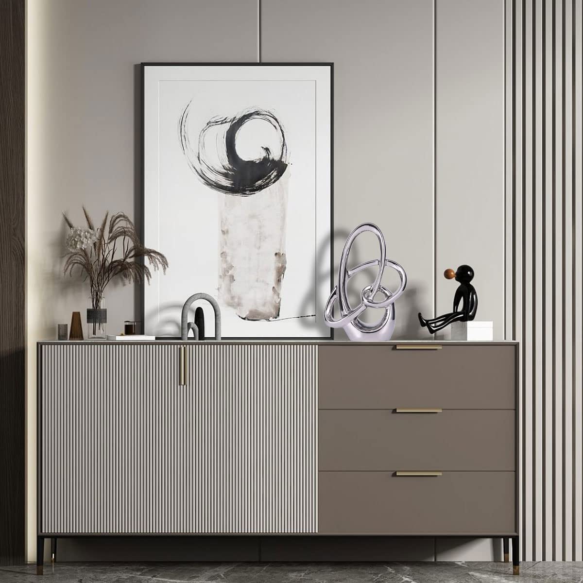 Modern Silver Sculpture Statue Home Décor