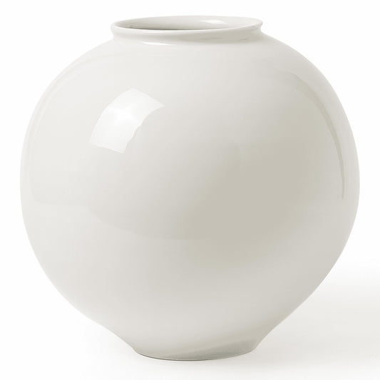 White Round Terracotta Vase for Home Decor
