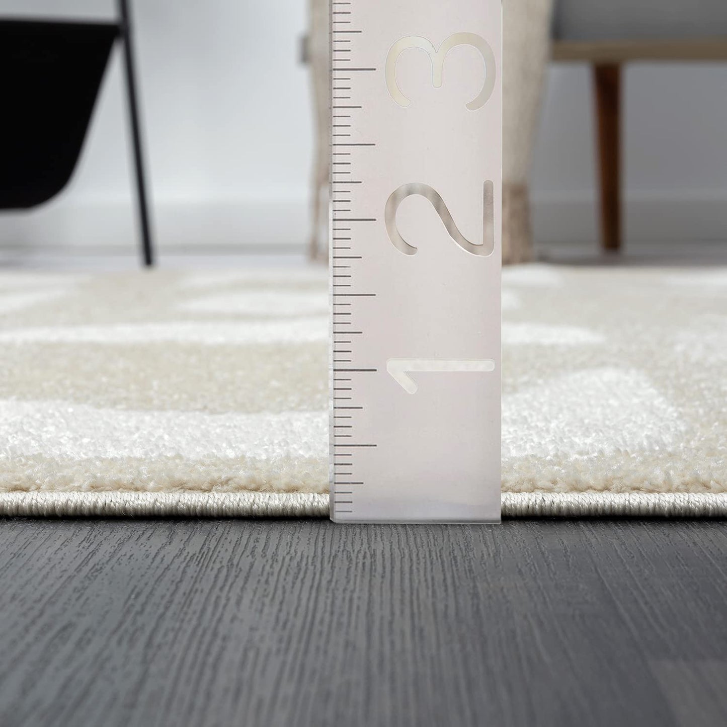 Cream Area Rug, Modern Geometric Design , 7'9" x 10'2"