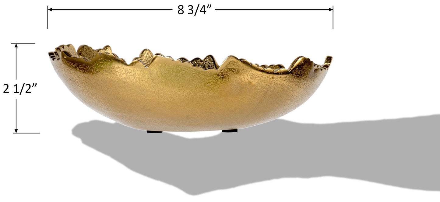 Gold Asymmetrical Sculpted Edges Decor Bowl