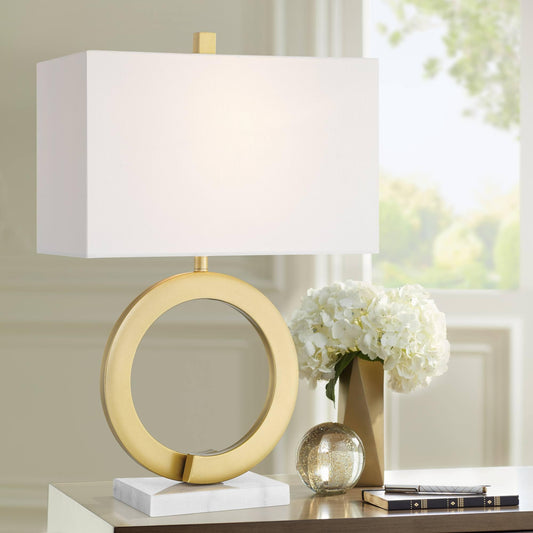 Gold Table Lamp, 24 3/4" Modern Round