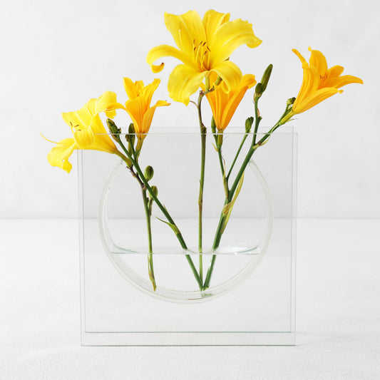 Clear Glass Modern Flower Vase, Centerpieces for Home Decor
