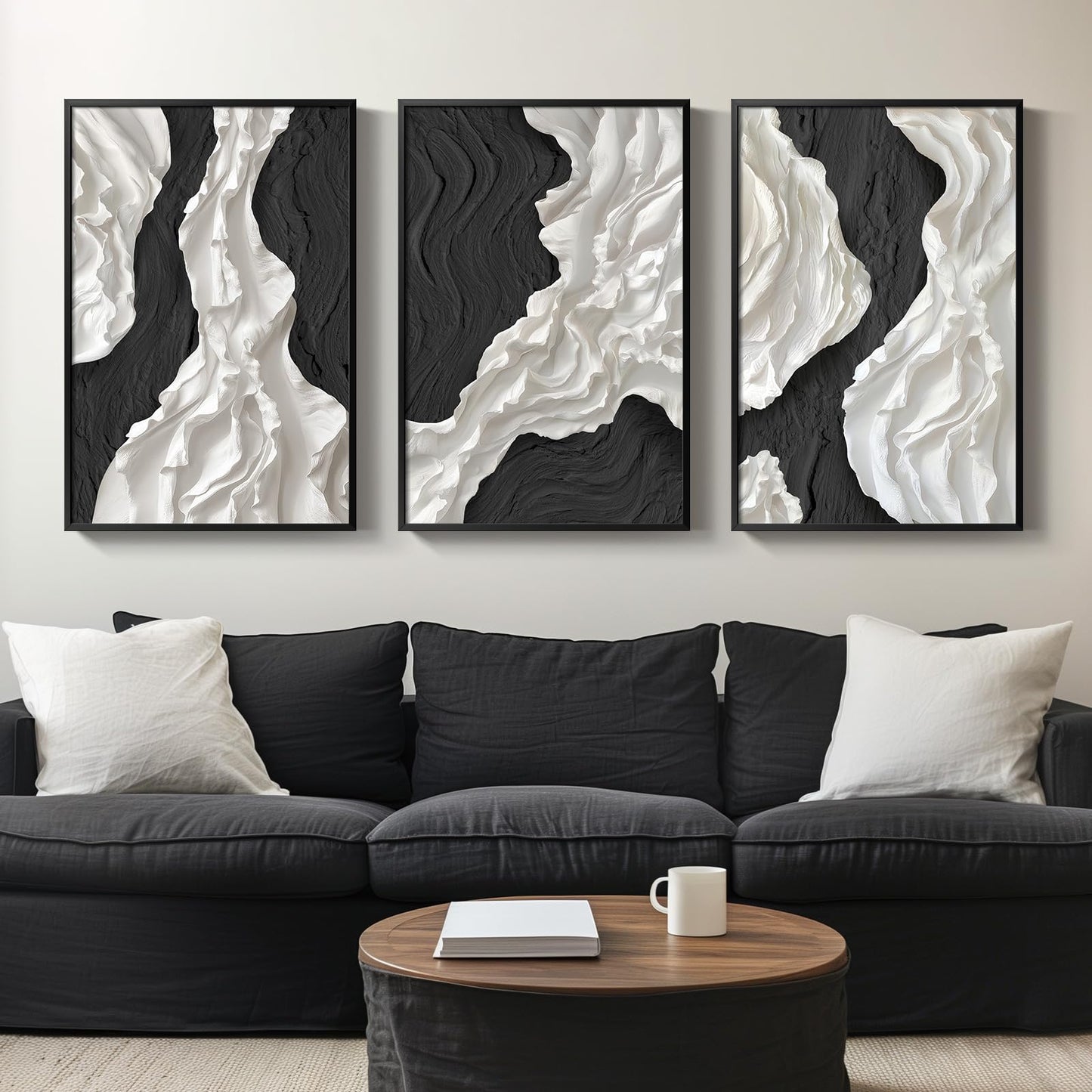 Black & White Abstract Wall Art, 24" x 36" Framed Prints