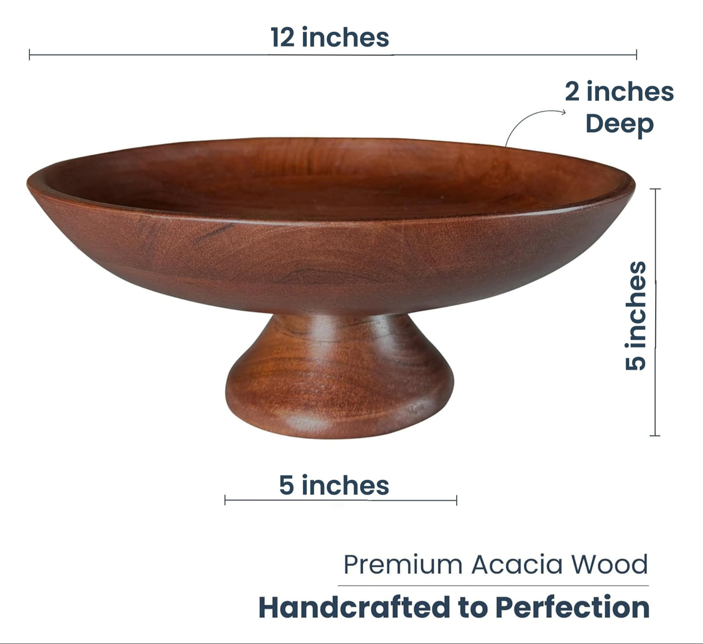 Brown Round Fruit Bowl Decor, Large Wooden