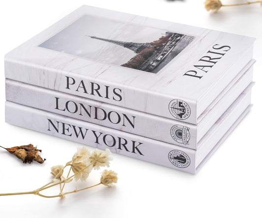 Faux Books for Decor, Set of 3 Coffee Table Books for Home