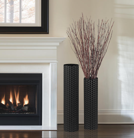 Black Tall Floor Decorative Vase Set