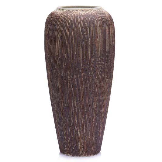Brown Vase for Home Decor, Rustic Ceramic