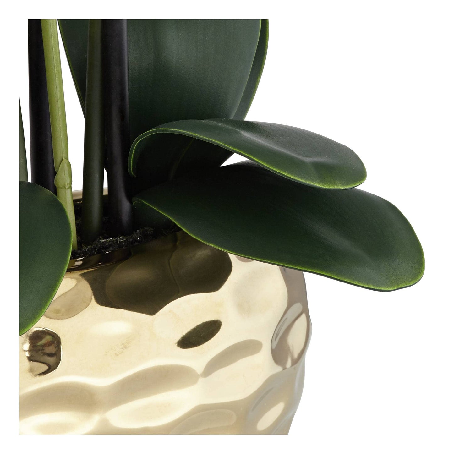 White Orchid Faux Artificial Flowers in Gold Pot